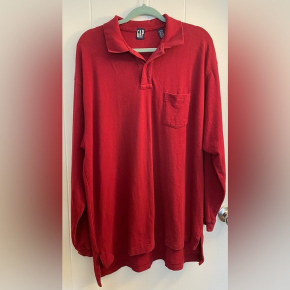 Men’s GAP Large Cranberry 2 Button Long Sleeve Polo Shirt. Excellent Condition! - Picture 6 of 6